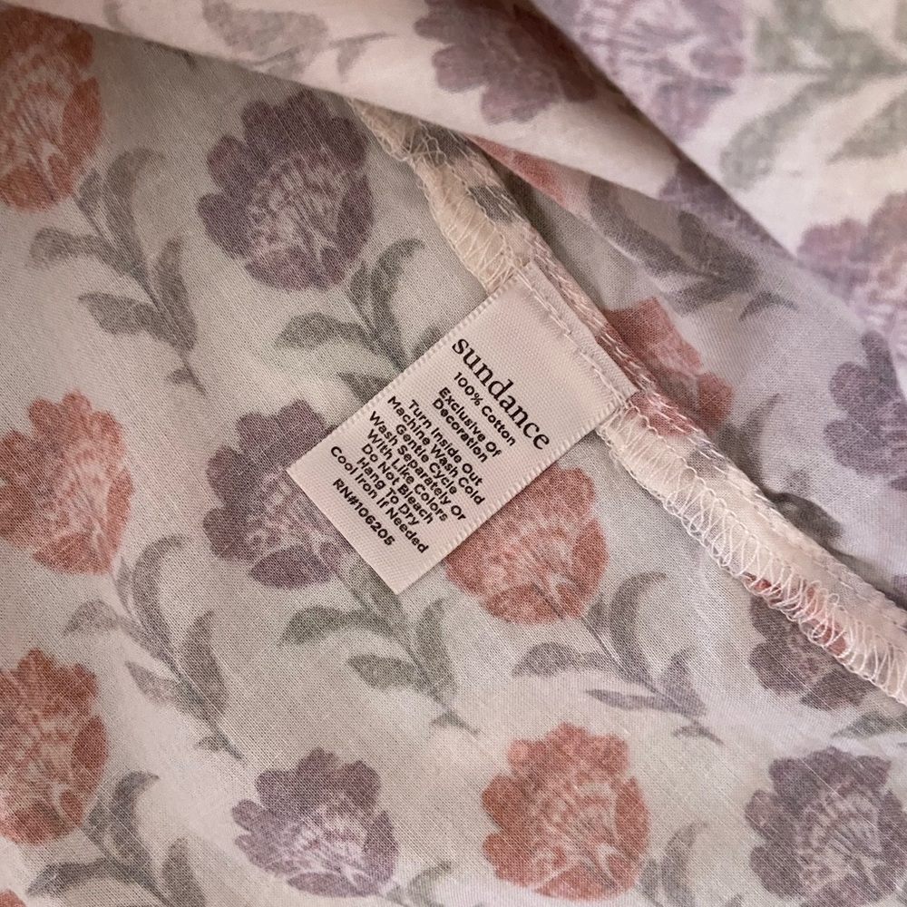 Sundance Ivory Floral Split-Neck Blouse with Orange and Purple Flowers - Picture 7 of 10